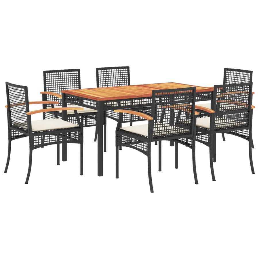 7-Delige Tuinset Met Kussens Poly Rattan Zwart