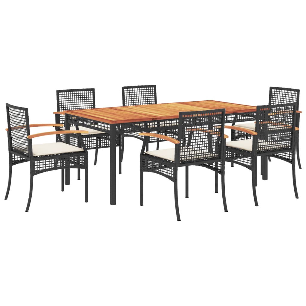 7-Delige Tuinset Met Kussens Poly Rattan Zwart 6