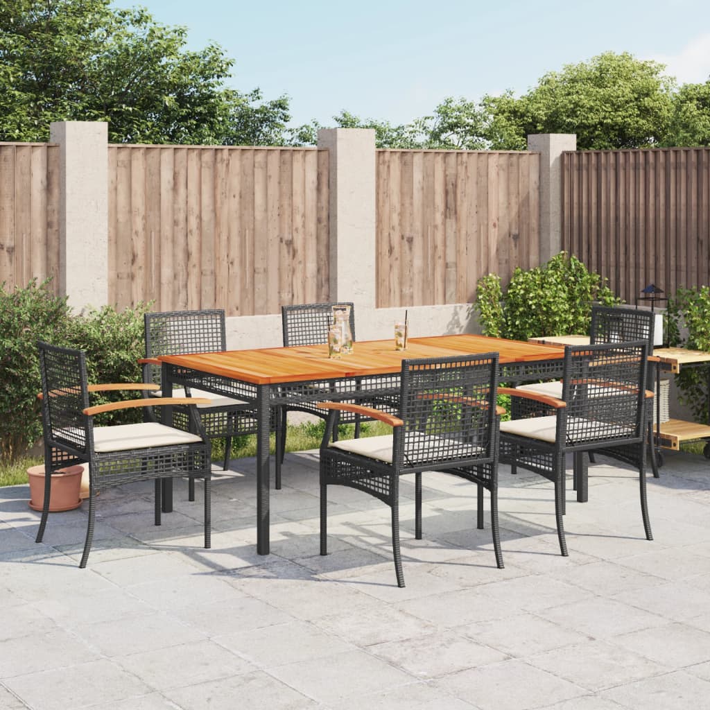 7-Delige Tuinset Met Kussens Poly Rattan Zwart 6
