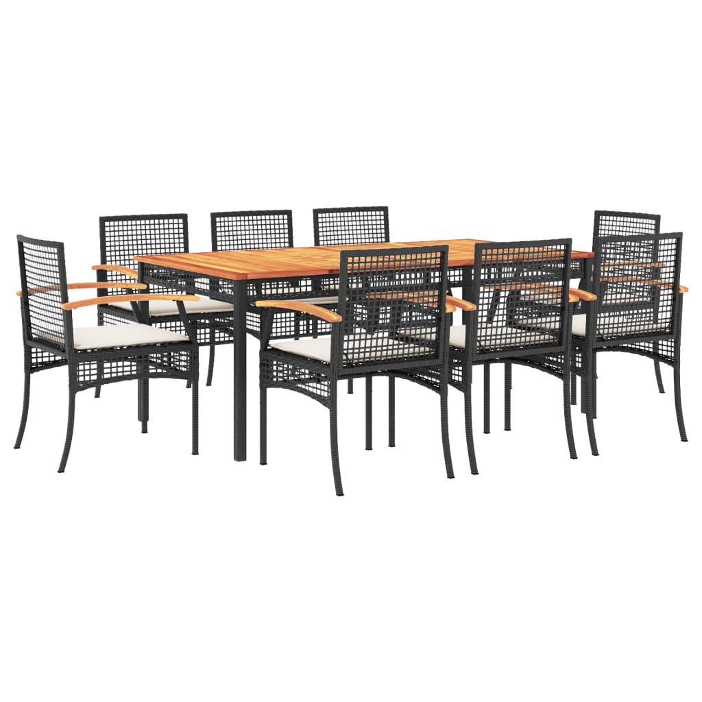 9-Delige Tuinset Poly Rattan Zwart 8