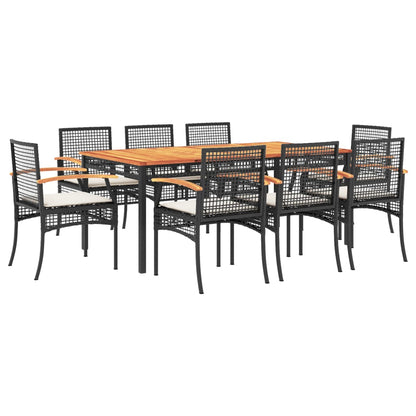9-Delige Tuinset Poly Rattan Zwart 8