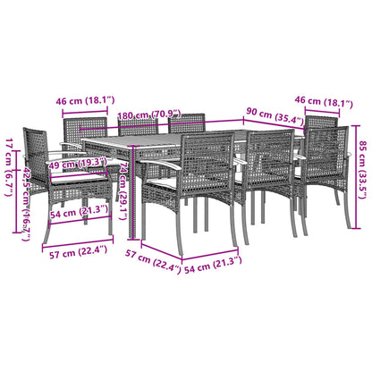 9-Delige Tuinset Poly Rattan Zwart 8