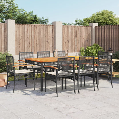 9-Delige Tuinset Poly Rattan Zwart 8