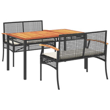 3-Delige Tuinset Met Kussens Poly Rattan Zwart