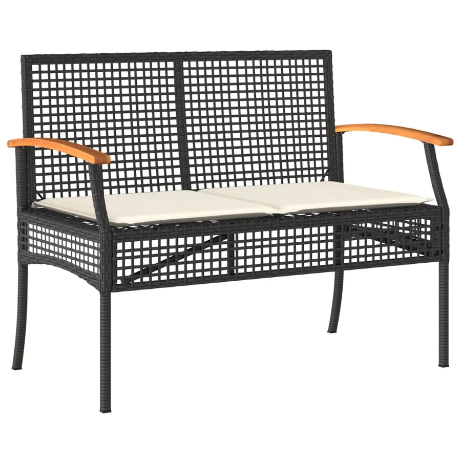 3-Delige Tuinset Met Kussens Poly Rattan Zwart