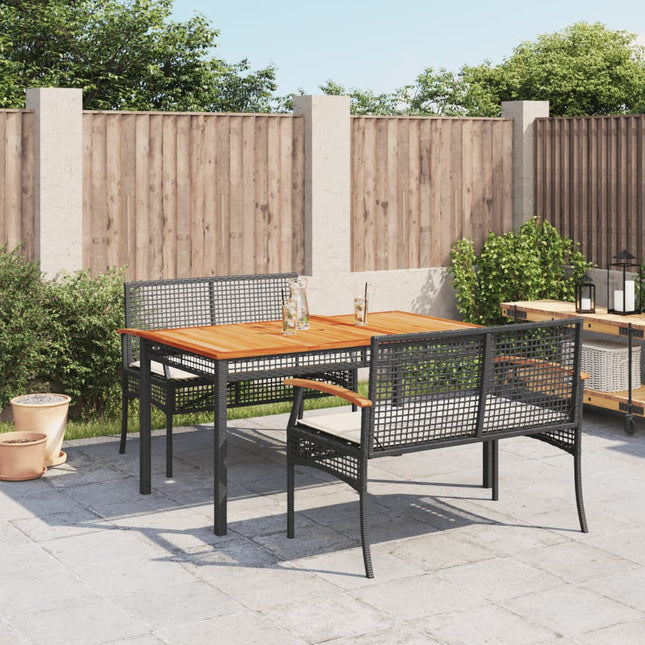 3-Delige Tuinset Met Kussens Poly Rattan Zwart