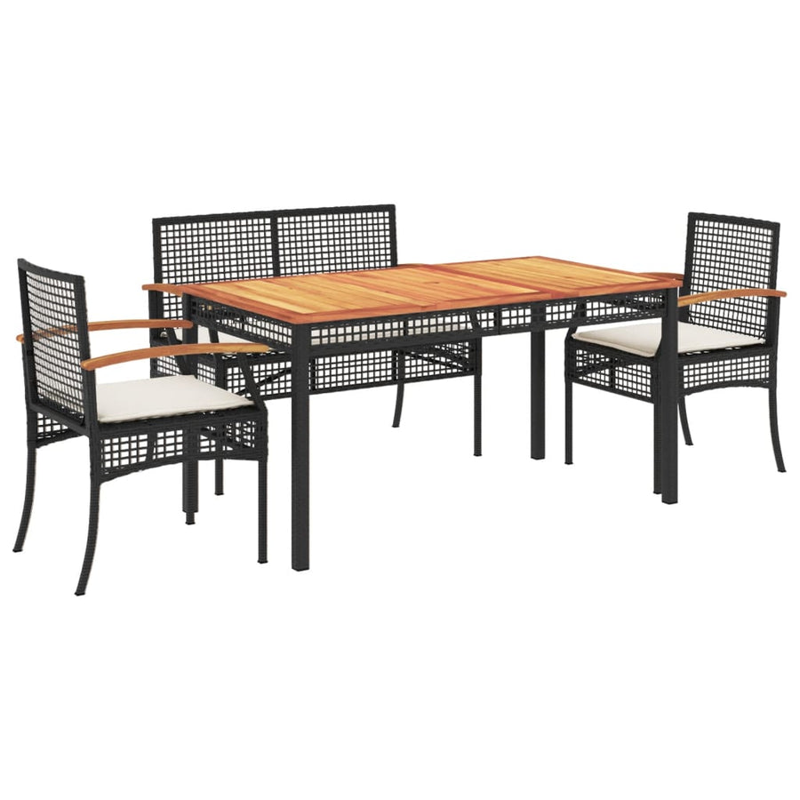 4-Delige Tuinset Met Kussens Poly Rattan Zwart