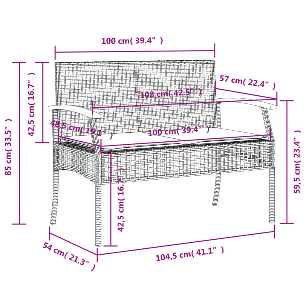 4-Delige Tuinset Met Kussens Poly Rattan Zwart