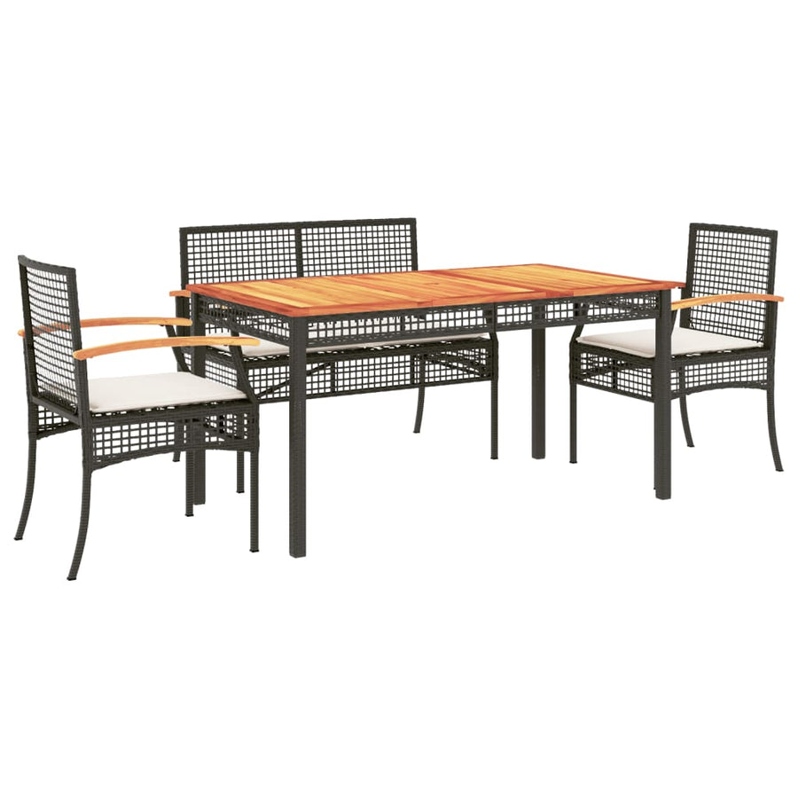 5-Delige Tuinset Met Kussens Poly Rattan Zwart