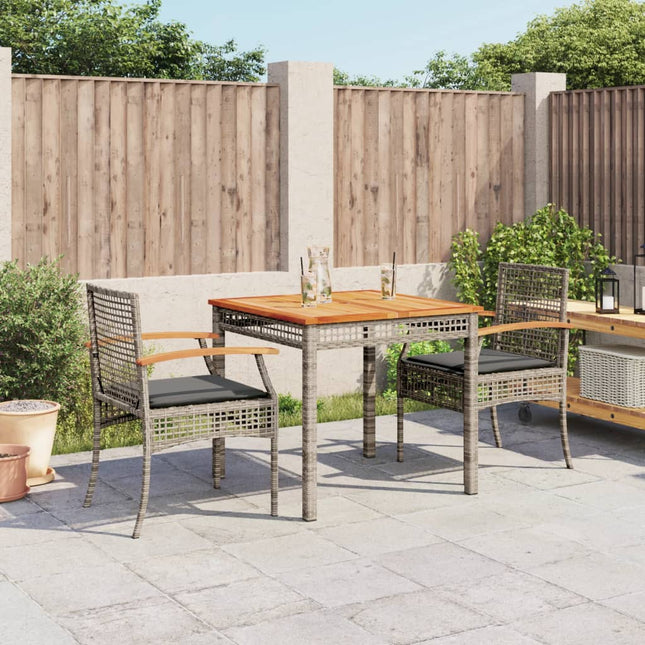 3-Delige Tuinset Met Kussens Poly Rattan Grijs