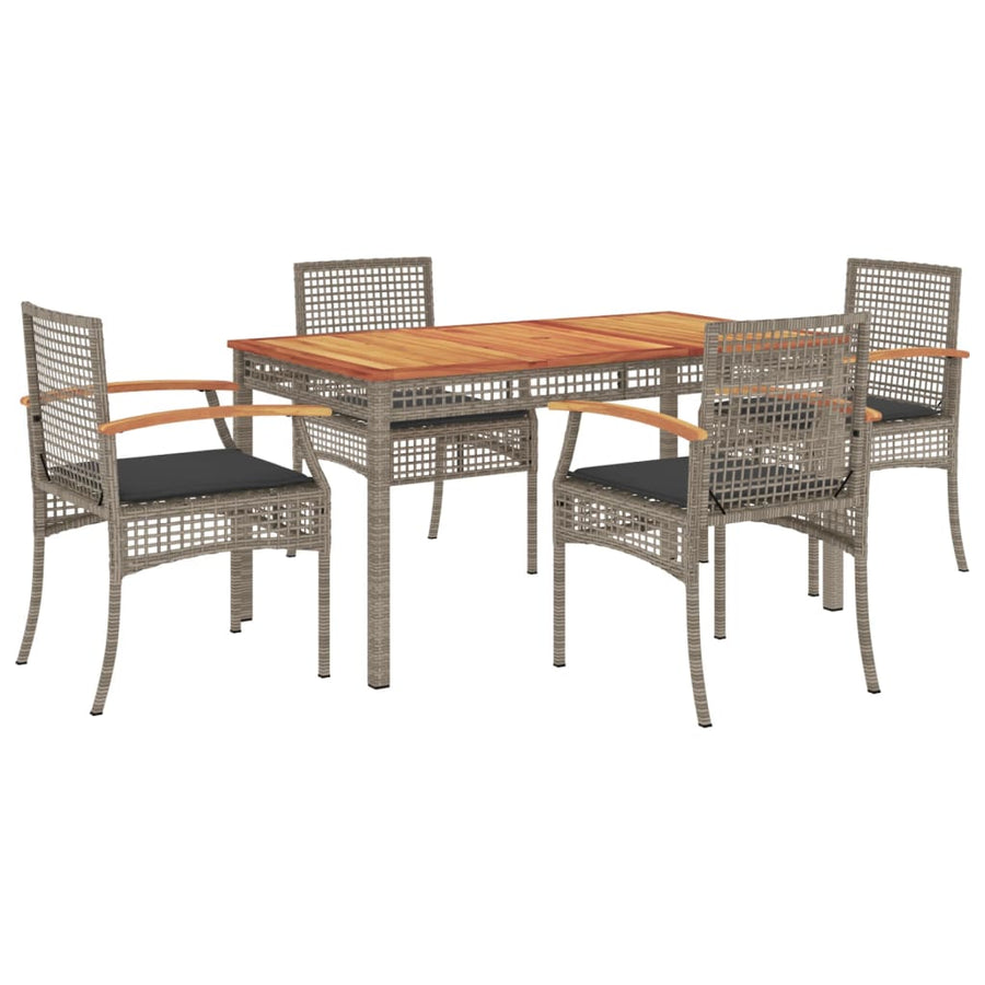 5-Delige Tuinset Met Kussens Poly Rattan Grijs