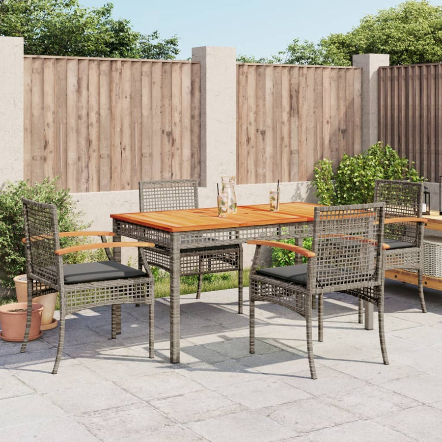 5-Delige Tuinset Met Kussens Poly Rattan Grijs