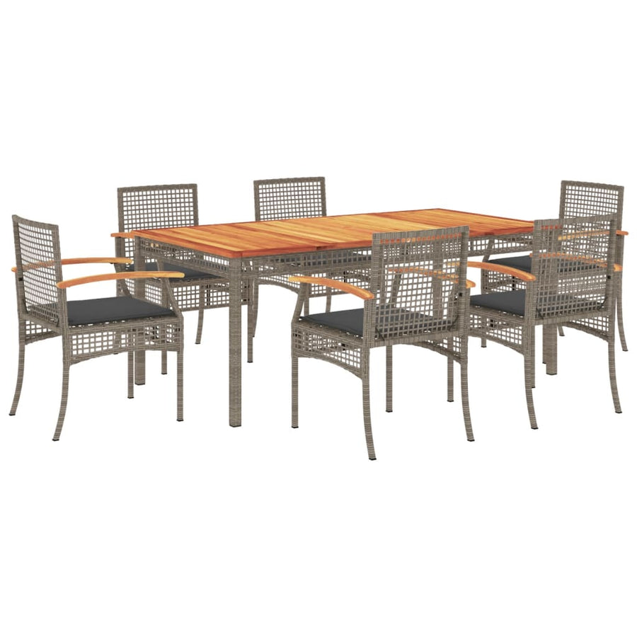 7-Delige Tuinset Met Kussens Poly Rattan Grijs