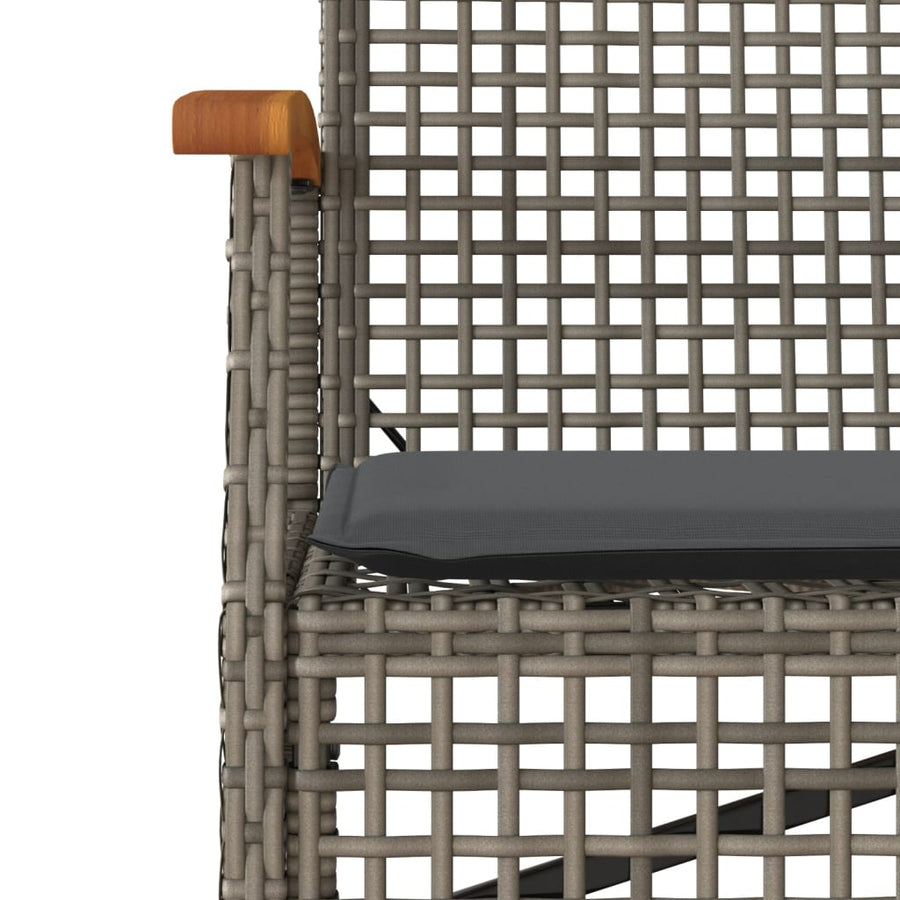 3-Delige Tuinset Met Kussens Poly Rattan Grijs