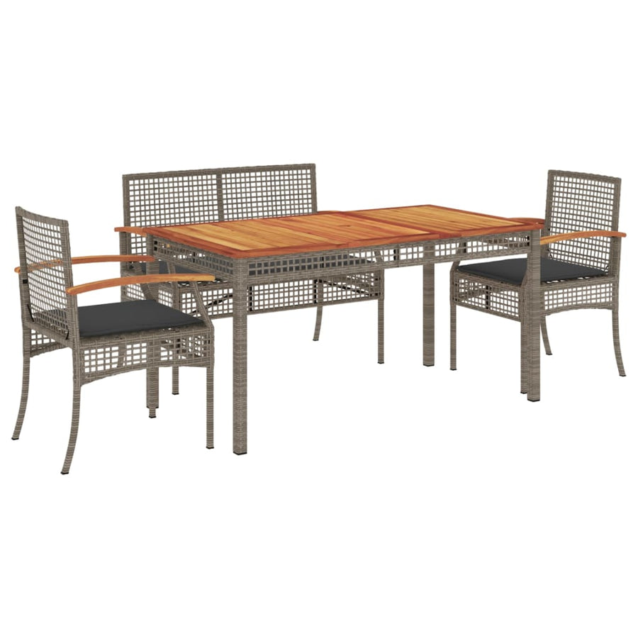 4-Delige Tuinset Met Kussens Poly Rattan Grijs