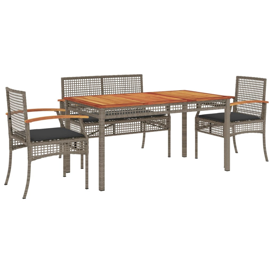 5-Delige Tuinset Met Kussens Poly Rattan Grijs