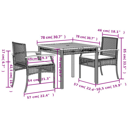 3-Delige Tuinset Met Kussens Poly Rattan Beige