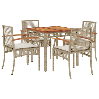 5-Delige Tuinset Met Kussens Poly Rattan Beige