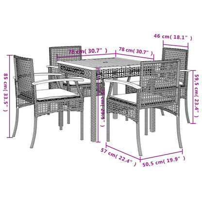 5-Delige Tuinset Met Kussens Poly Rattan Beige