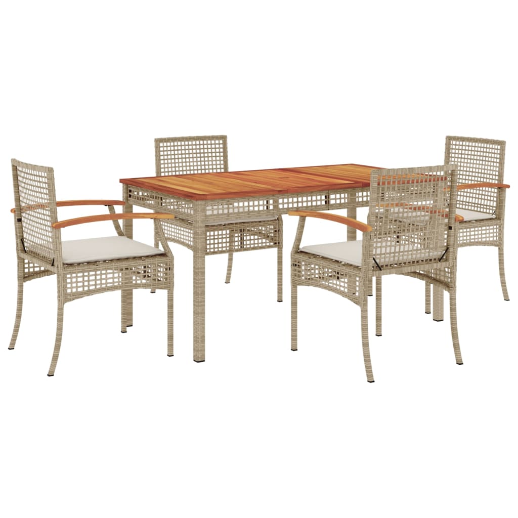 5-Delige Tuinset Met Kussens Poly Rattan Beige