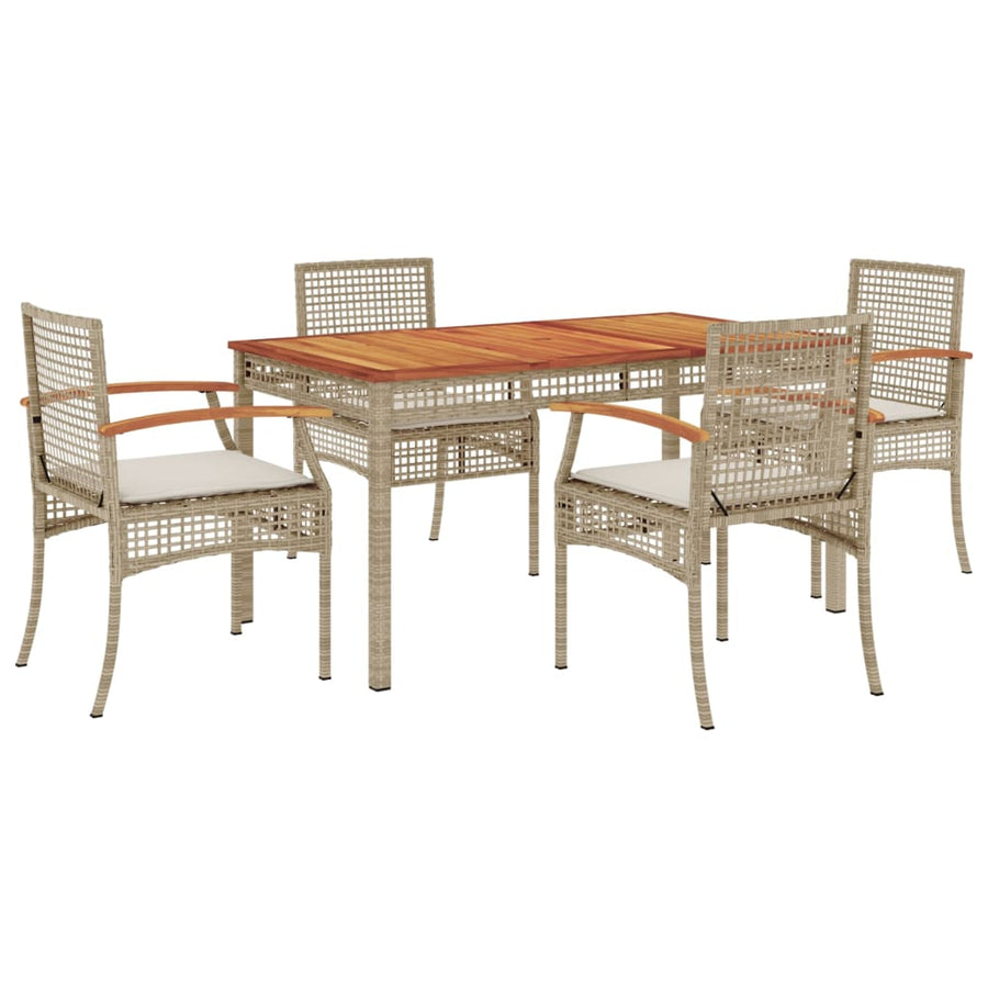 5-Delige Tuinset Met Kussens Poly Rattan Beige