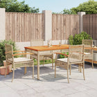 5-piece Garden Set with Cushions, Poly Rattan, Beige