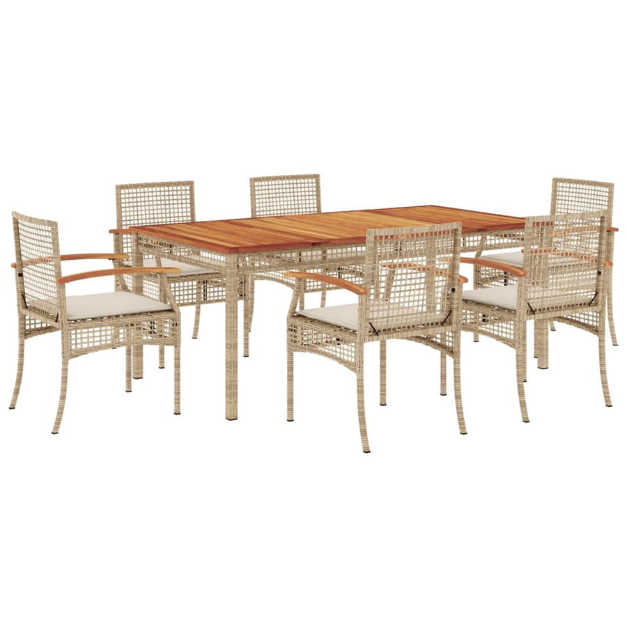 7-Delige Tuinset Met Kussens Poly Rattan Beige