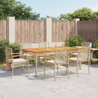 7-Delige Tuinset Met Kussens Poly Rattan Beige