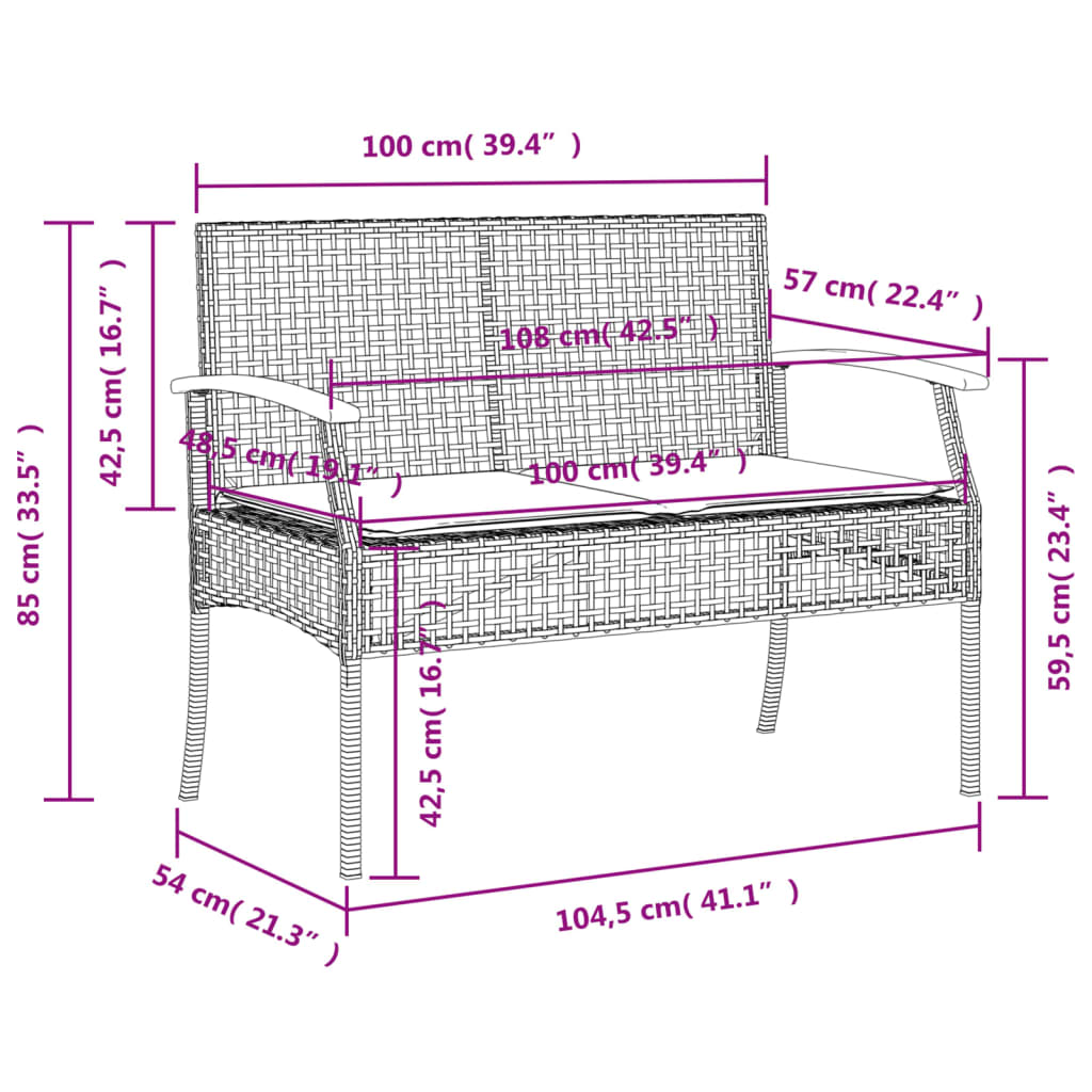 4-Delige Tuinset Met Kussens Poly Rattan Beige