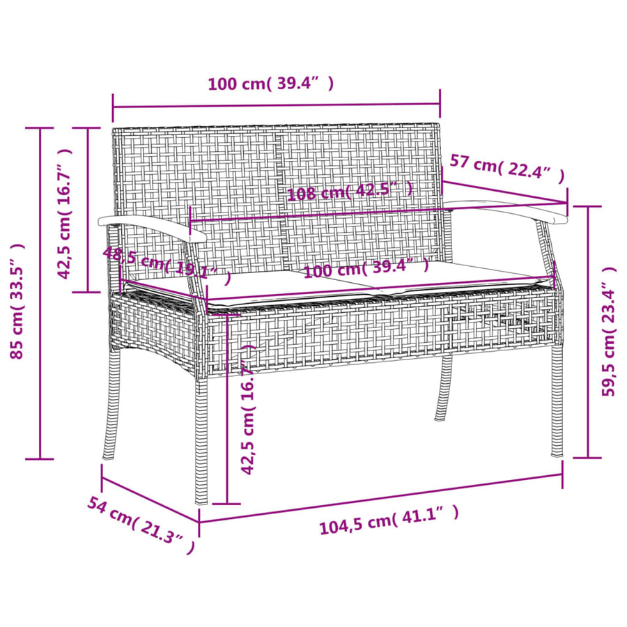 4-Delige Tuinset Met Kussens Poly Rattan Beige
