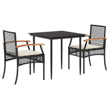 3-Delige Tuinset Met Kussens Poly Rattan Zwart