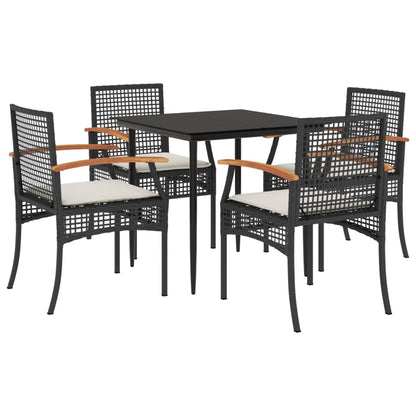 5-Delige Tuinset Met Kussens Poly Rattan Zwart