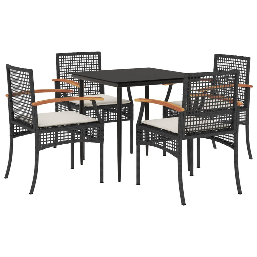 5-Delige Tuinset Met Kussens Poly Rattan Zwart