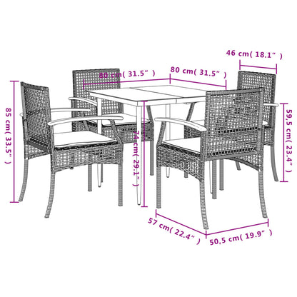 5-Delige Tuinset Met Kussens Poly Rattan Zwart