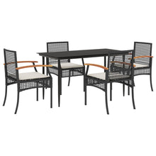 5-delige Tuinset met kussens poly rattan zwart