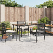 5-piece Garden Set with Cushions, Poly Rattan, Black