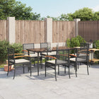 7-Piece Poly Rattan Garden Set with Cushions Black