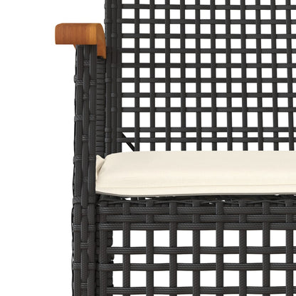 3-Delige Tuinset Met Kussens Poly Rattan Zwart