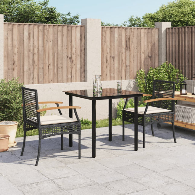 3-Delige Tuinset Met Kussens Poly Rattan Zwart