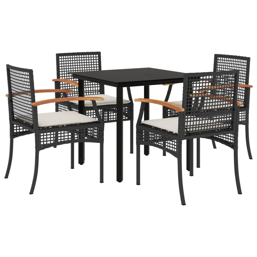 5-Delige Tuinset Met Kussens Poly Rattan Zwart