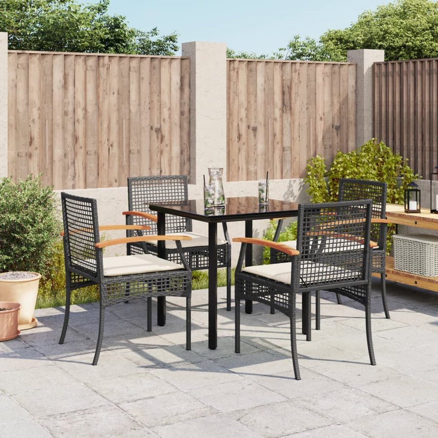 5-Delige Tuinset Met Kussens Poly Rattan Zwart