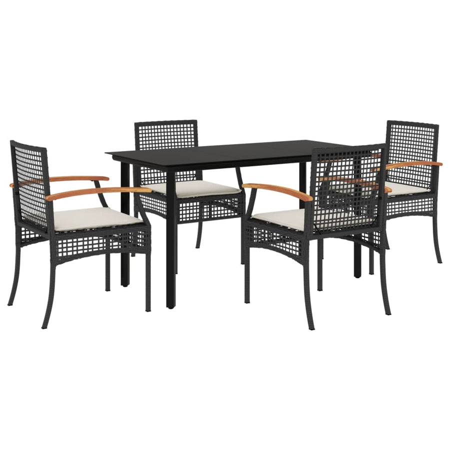 5-Delige Tuinset Met Kussens Poly Rattan Zwart