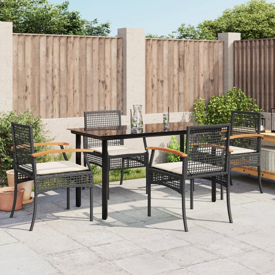 5-Delige Tuinset Met Kussens Poly Rattan Zwart