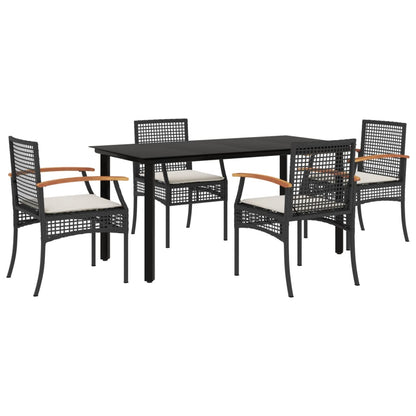 5-Delige Tuinset Met Kussens Poly Rattan Zwart