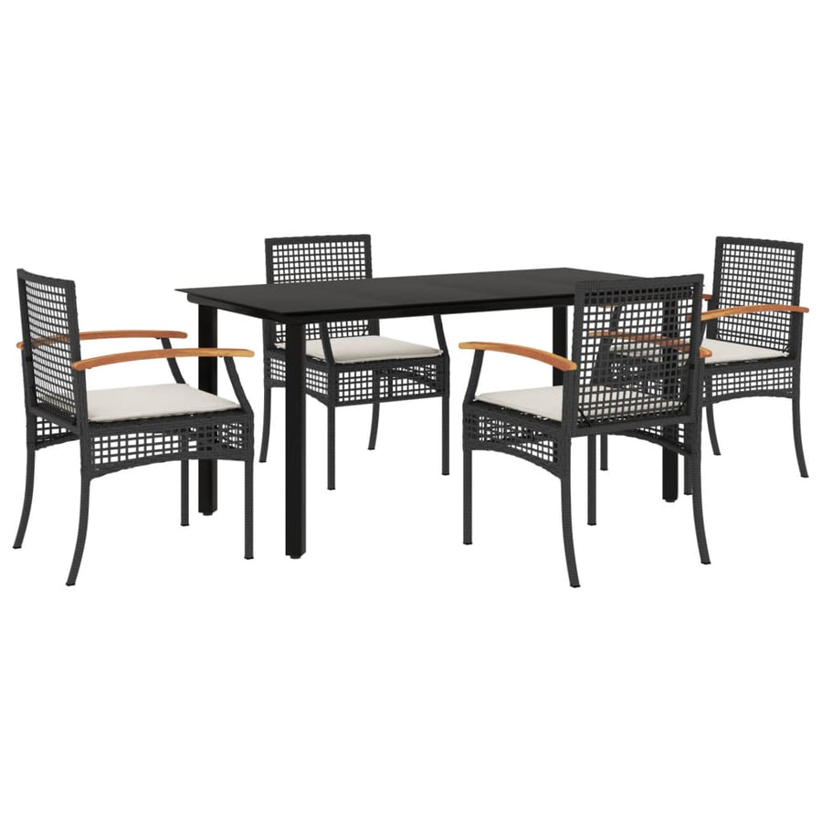 5-Delige Tuinset Met Kussens Poly Rattan Zwart