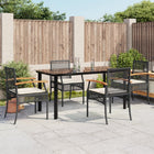 5-piece Garden Set with Cushions, Poly Rattan, Black