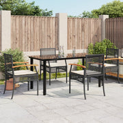 Tuinset poly rattan 5-delig zwart met kussens