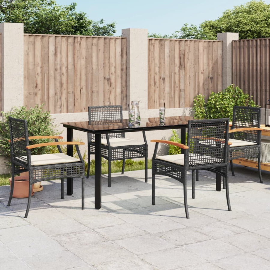 5-Delige Tuinset Met Kussens Poly Rattan Zwart