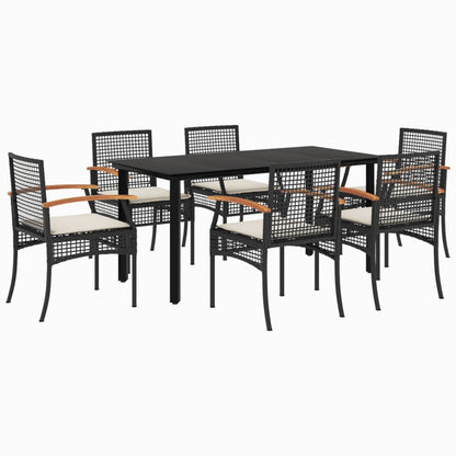 7-Delige Tuinset Met Kussens Poly Rattan Zwart