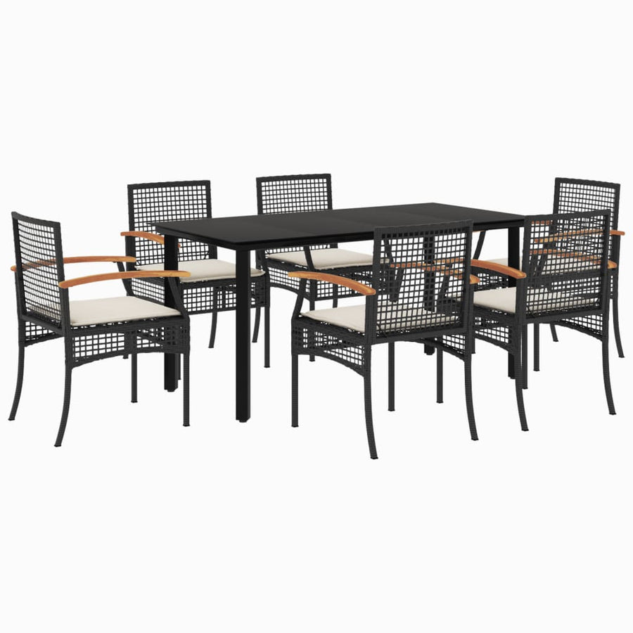 7-Delige Tuinset Met Kussens Poly Rattan Zwart